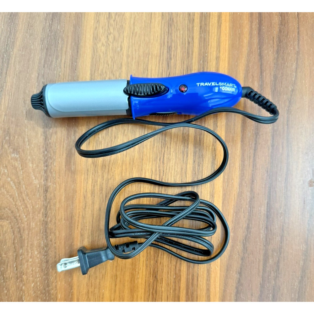 Conair Travel Smart Curling Iron Mini 1 Inch Ceramic Blue Tested / Heats FAST!
